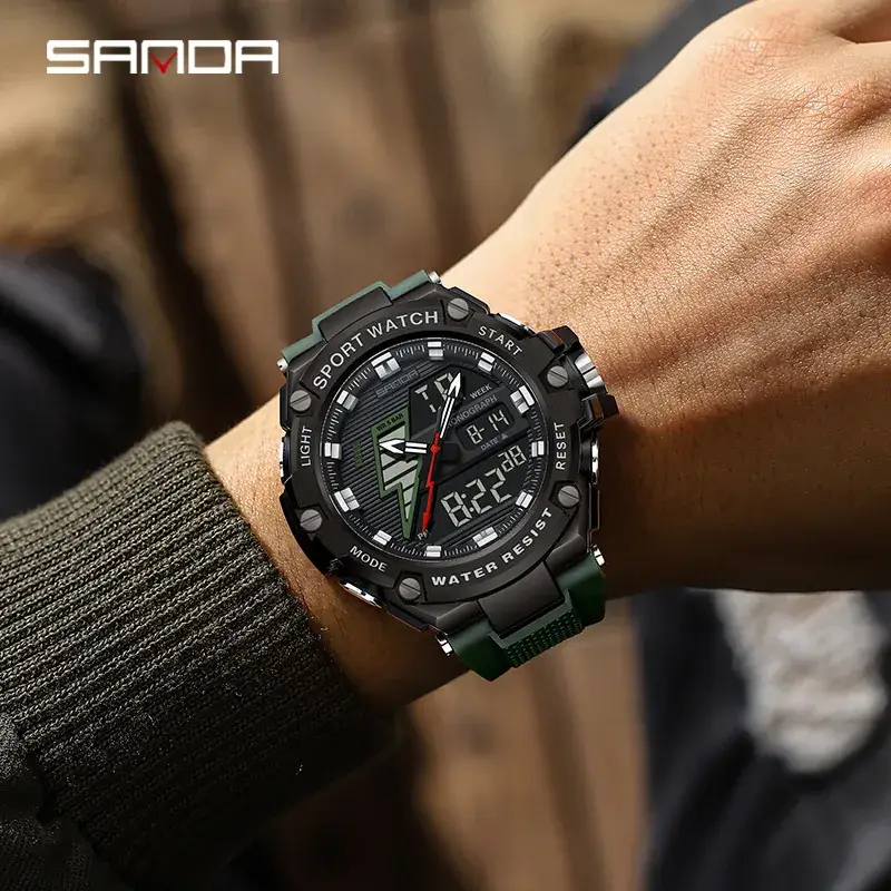 Sanda Lightning Multi-Function Luminous Watch for Men Gold Black - Image 10