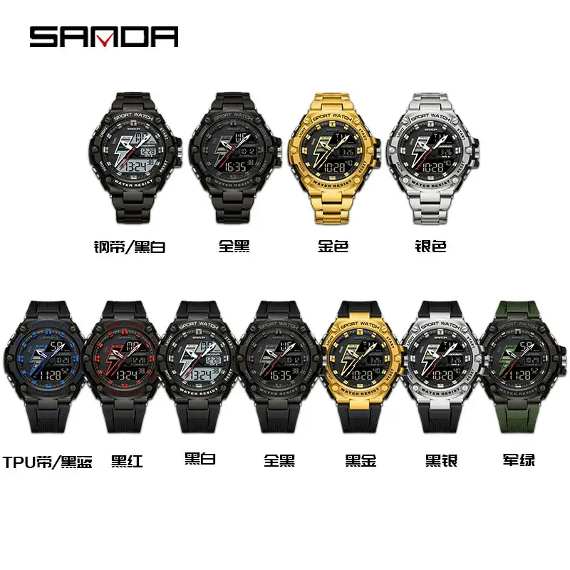 Sanda Lightning Multi-Function Luminous Watch for Men Gold Black - Image 11