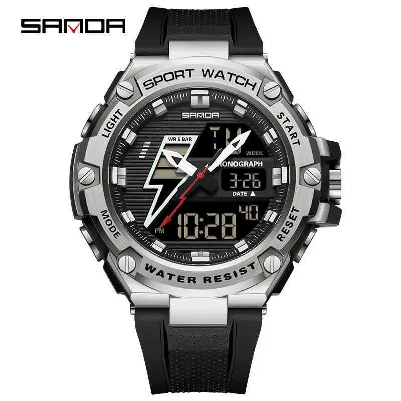 Sanda Lightning Multi-Function Luminous Watch for Men Gold Black - Image 3