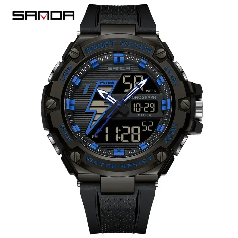 Sanda Lightning Multi-Function Luminous Watch for Men Gold Black - Image 4
