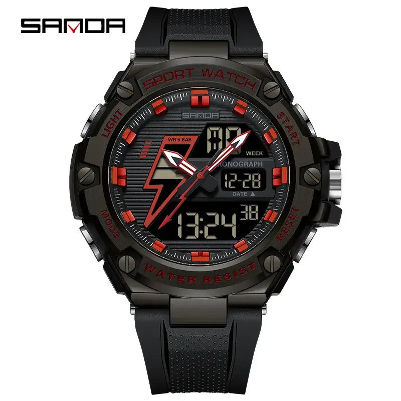Sanda Lightning Multi-Function Luminous Watch for Men Gold Black - Image 6