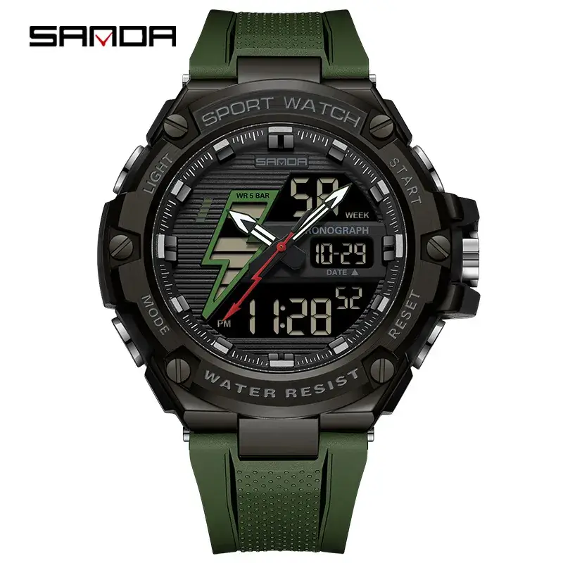 Sanda Lightning Multi-Function Luminous Watch for Men Gold Black - Image 7