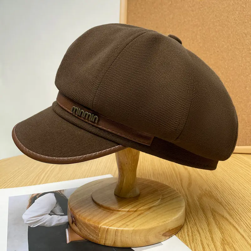 Women Woolen Peaked Hat Autumn Winter British Style - Image 3