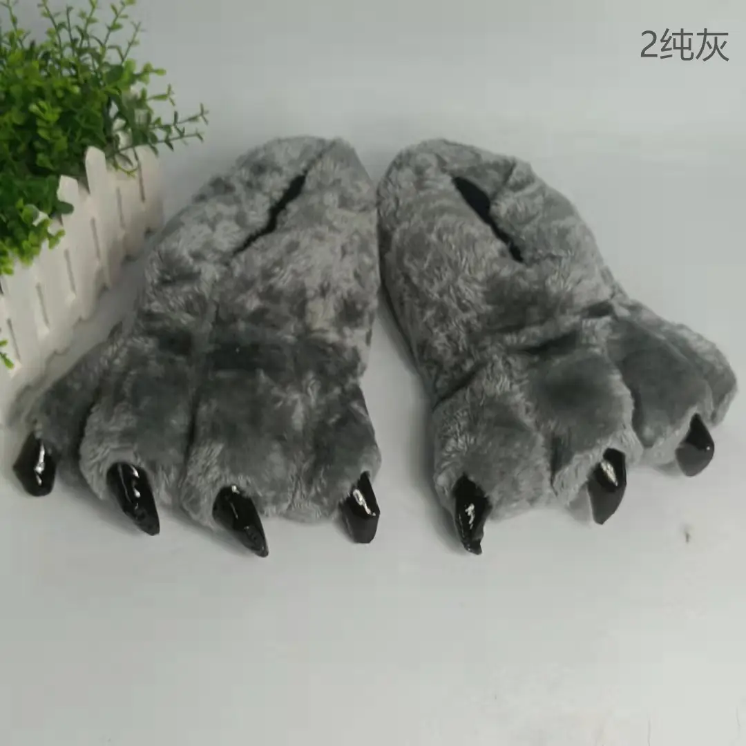Wholesale Creative Dinosaur Paw Cotton Slippers Cartoon Couple Bag Heel Warm Shoes Men's and Women's Home Monster Plush Slippers