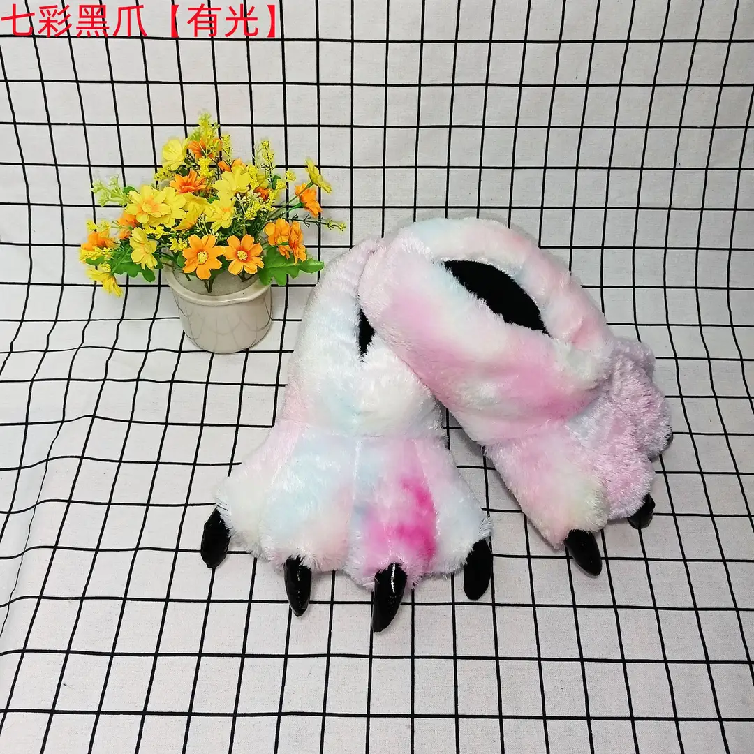 Wholesale Creative Dinosaur Paw Cotton Slippers Cartoon Couple Bag Heel Warm Shoes Men's and Women's Home Monster Plush Slippers — feature 19