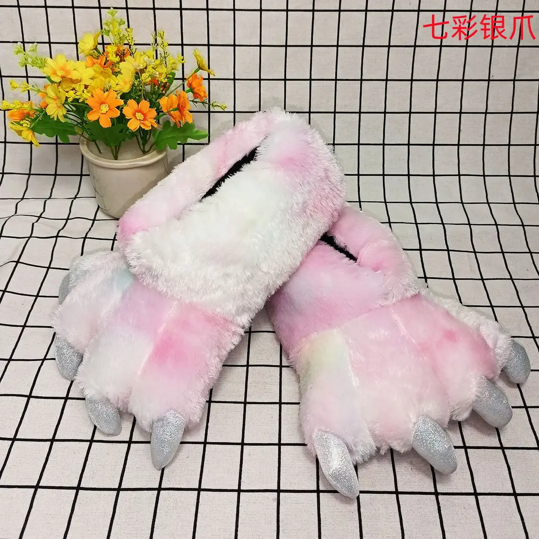 Wholesale Creative Dinosaur Paw Cotton Slippers Cartoon Couple Bag Heel Warm Shoes Men's and Women's Home Monster Plush Slippers — feature 20