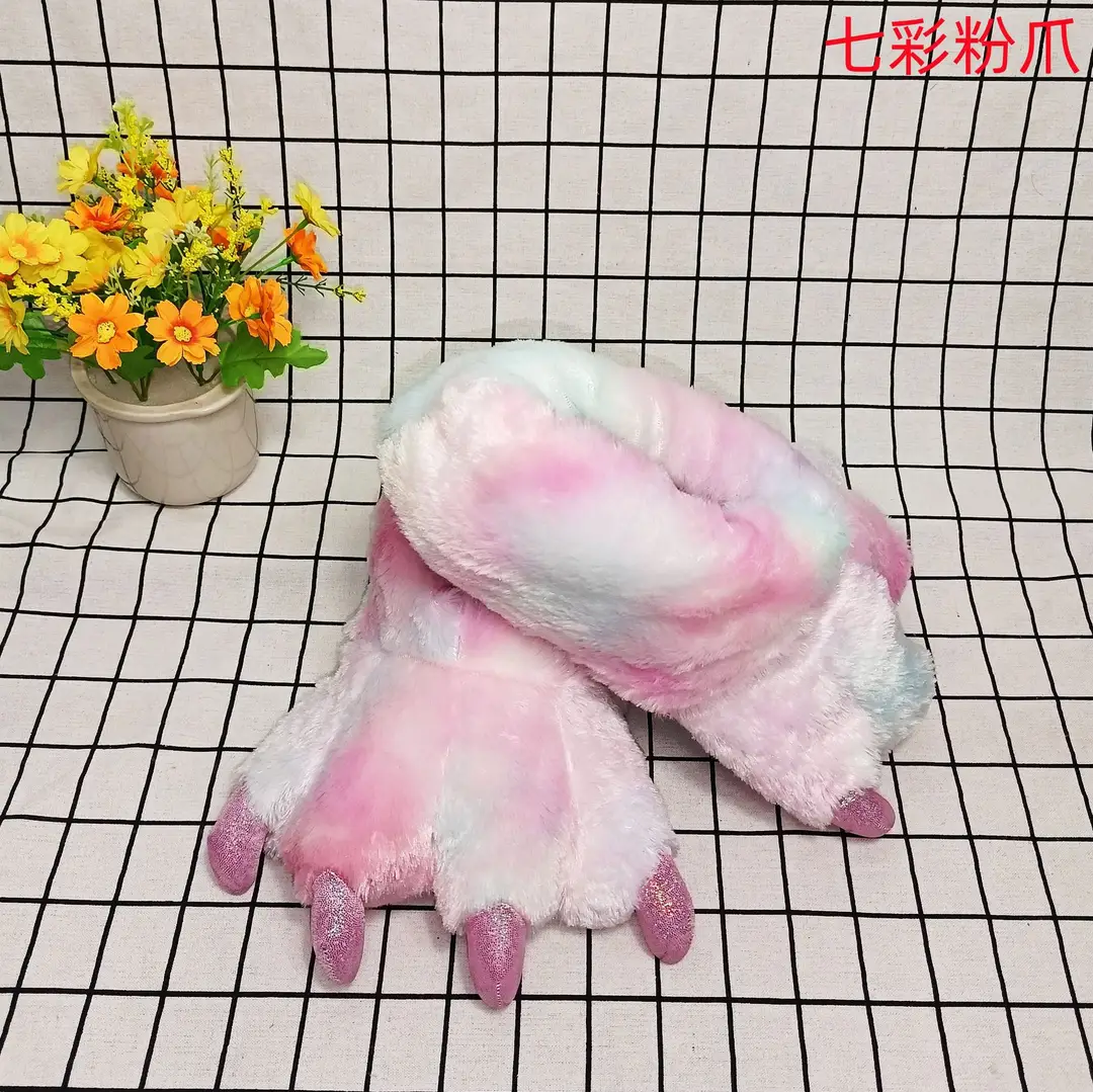 Wholesale Creative Dinosaur Paw Cotton Slippers Cartoon Couple Bag Heel Warm Shoes Men's and Women's Home Monster Plush Slippers — feature 21