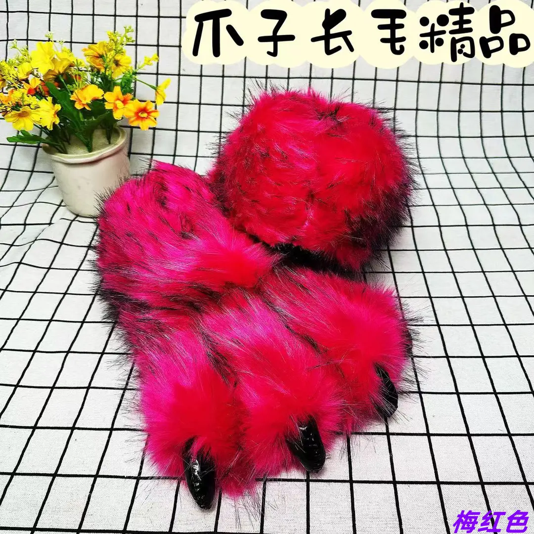 Wholesale Creative Dinosaur Paw Cotton Slippers Cartoon Couple Bag Heel Warm Shoes Men's and Women's Home Monster Plush Slippers — feature 24