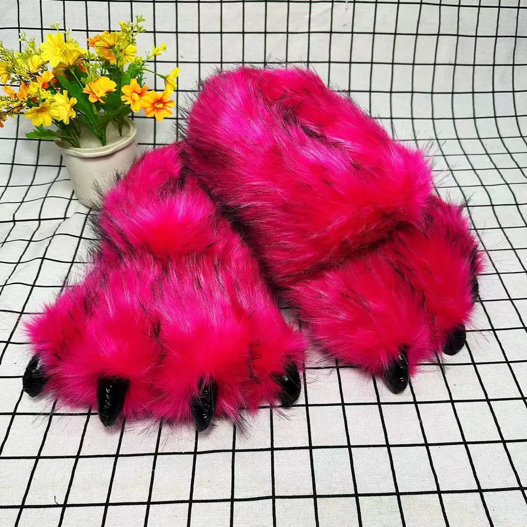 Wholesale Creative Dinosaur Paw Cotton Slippers Cartoon Couple Bag Heel Warm Shoes Men's and Women's Home Monster Plush Slippers — feature 25