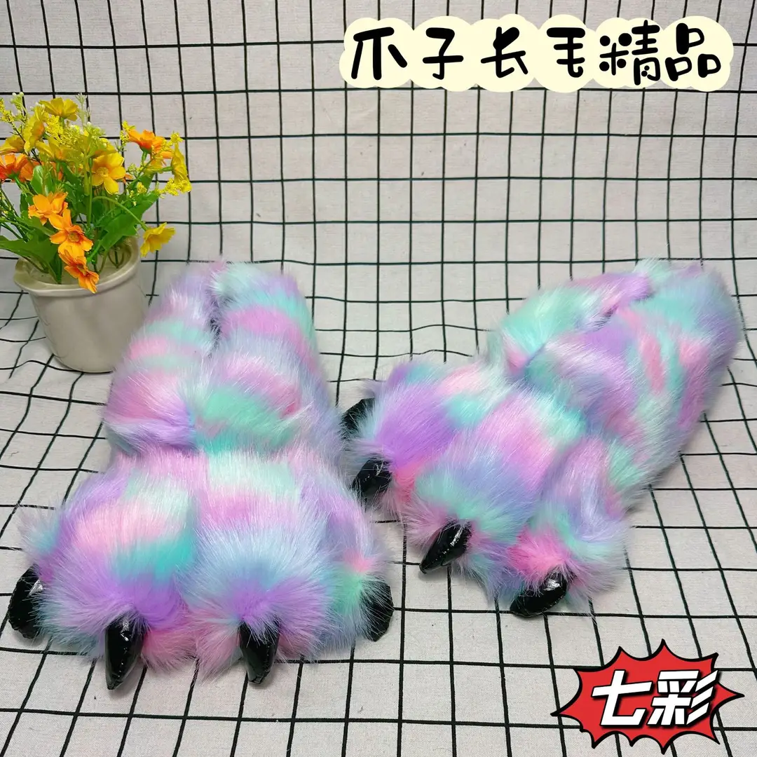 Wholesale Creative Dinosaur Paw Cotton Slippers Cartoon Couple Bag Heel Warm Shoes Men's and Women's Home Monster Plush Slippers — feature 27
