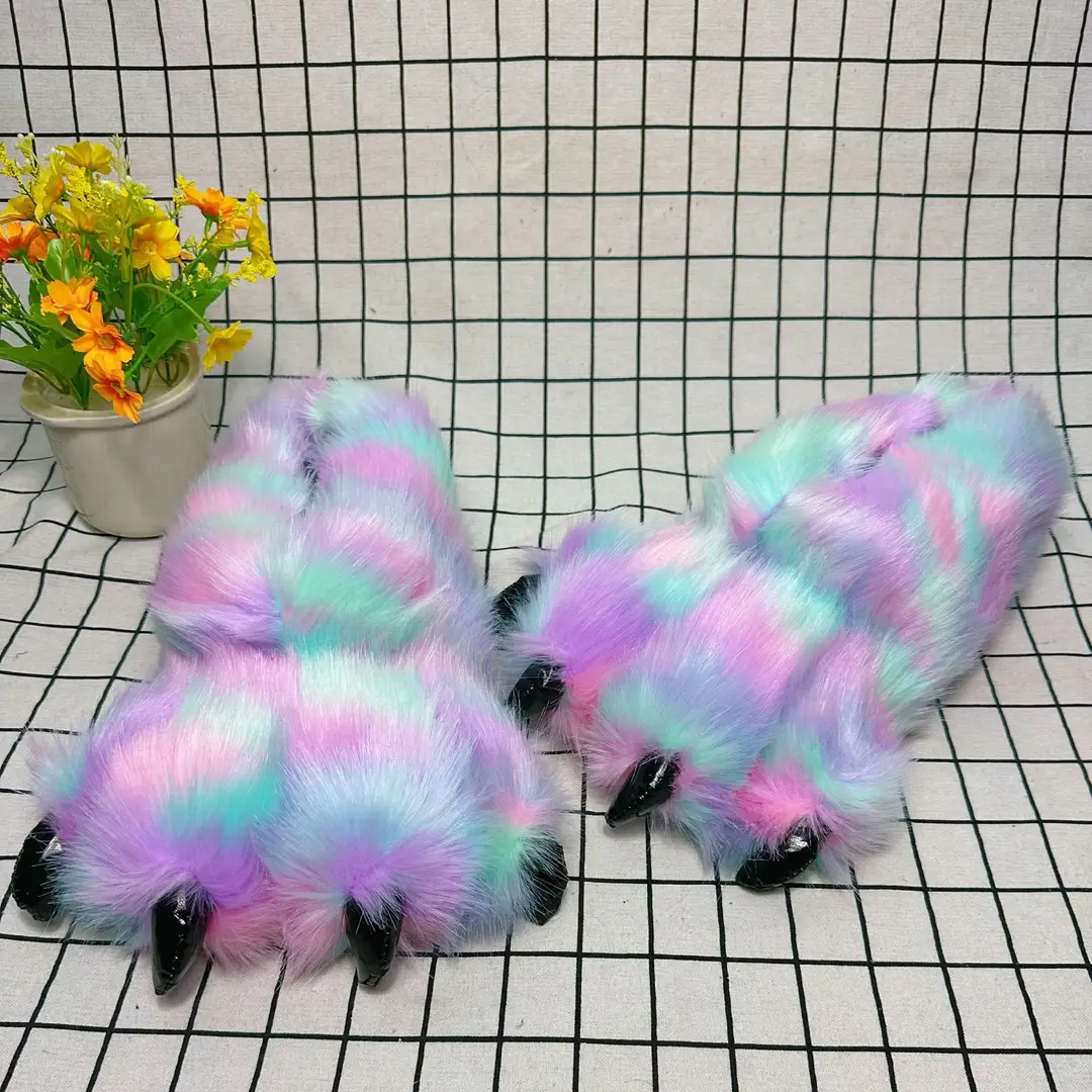 Wholesale Creative Dinosaur Paw Cotton Slippers Cartoon Couple Bag Heel Warm Shoes Men's and Women's Home Monster Plush Slippers — feature 29