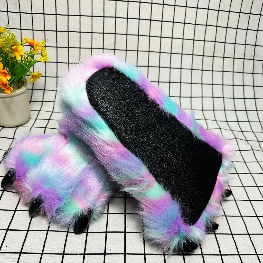 Wholesale Creative Dinosaur Paw Cotton Slippers Cartoon Couple Bag Heel Warm Shoes Men's and Women's Home Monster Plush Slippers — feature 30