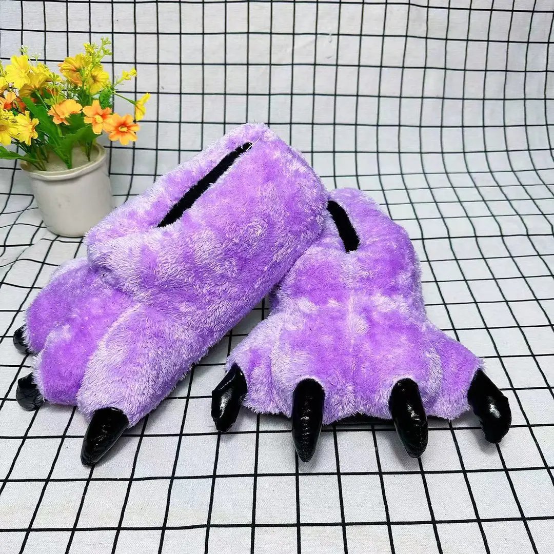 Wholesale Creative Dinosaur Paw Cotton Slippers Cartoon Couple Bag Heel Warm Shoes Men's and Women's Home Monster Plush Slippers — feature 35