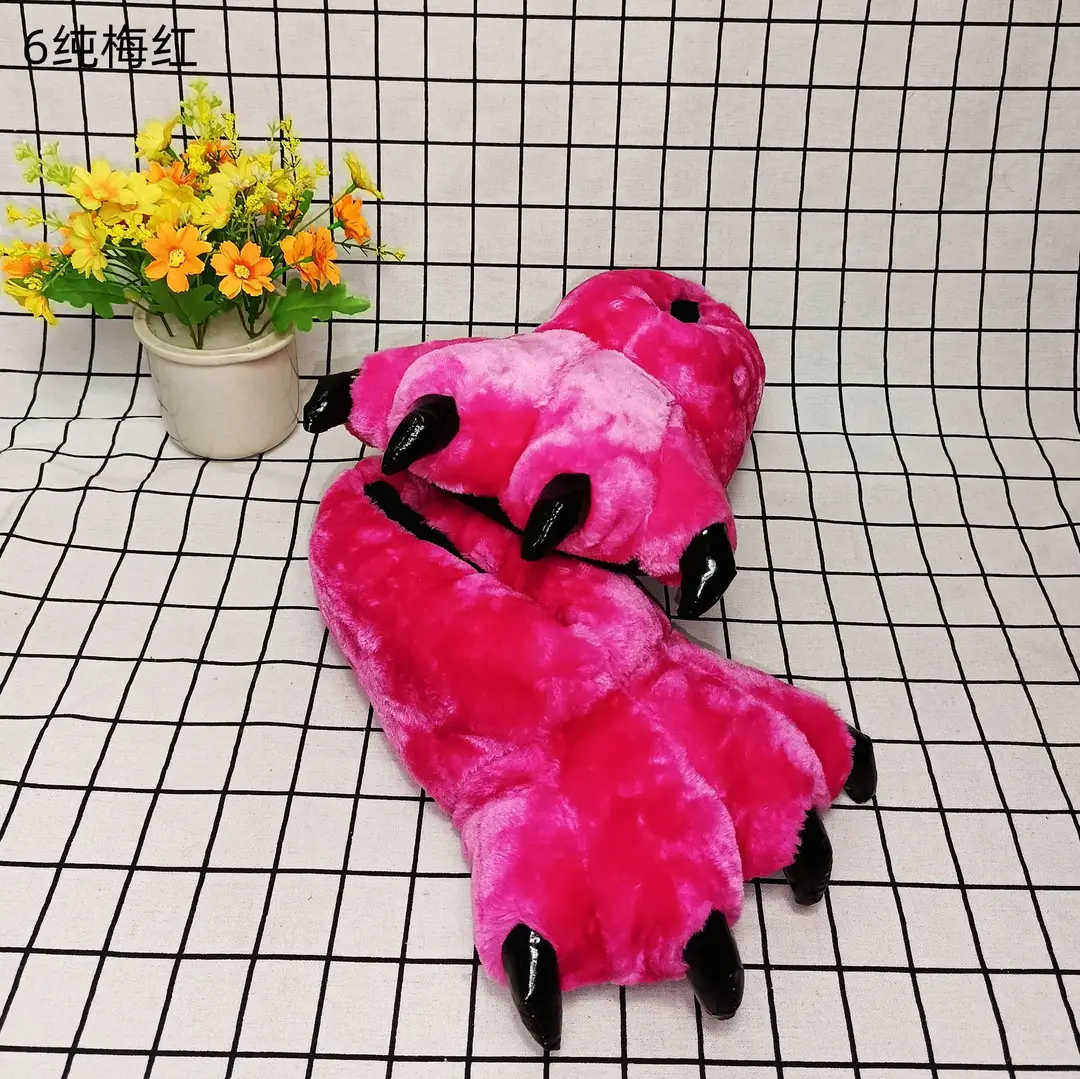 Wholesale Creative Dinosaur Paw Cotton Slippers Cartoon Couple Bag Heel Warm Shoes Men's and Women's Home Monster Plush Slippers