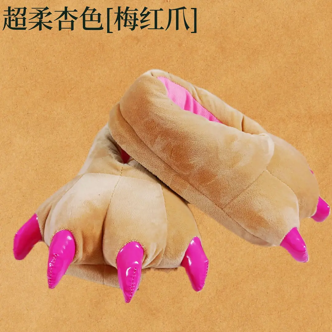 Wholesale Creative Dinosaur Paw Cotton Slippers Cartoon Couple Bag Heel Warm Shoes Men's and Women's Home Monster Plush Slippers