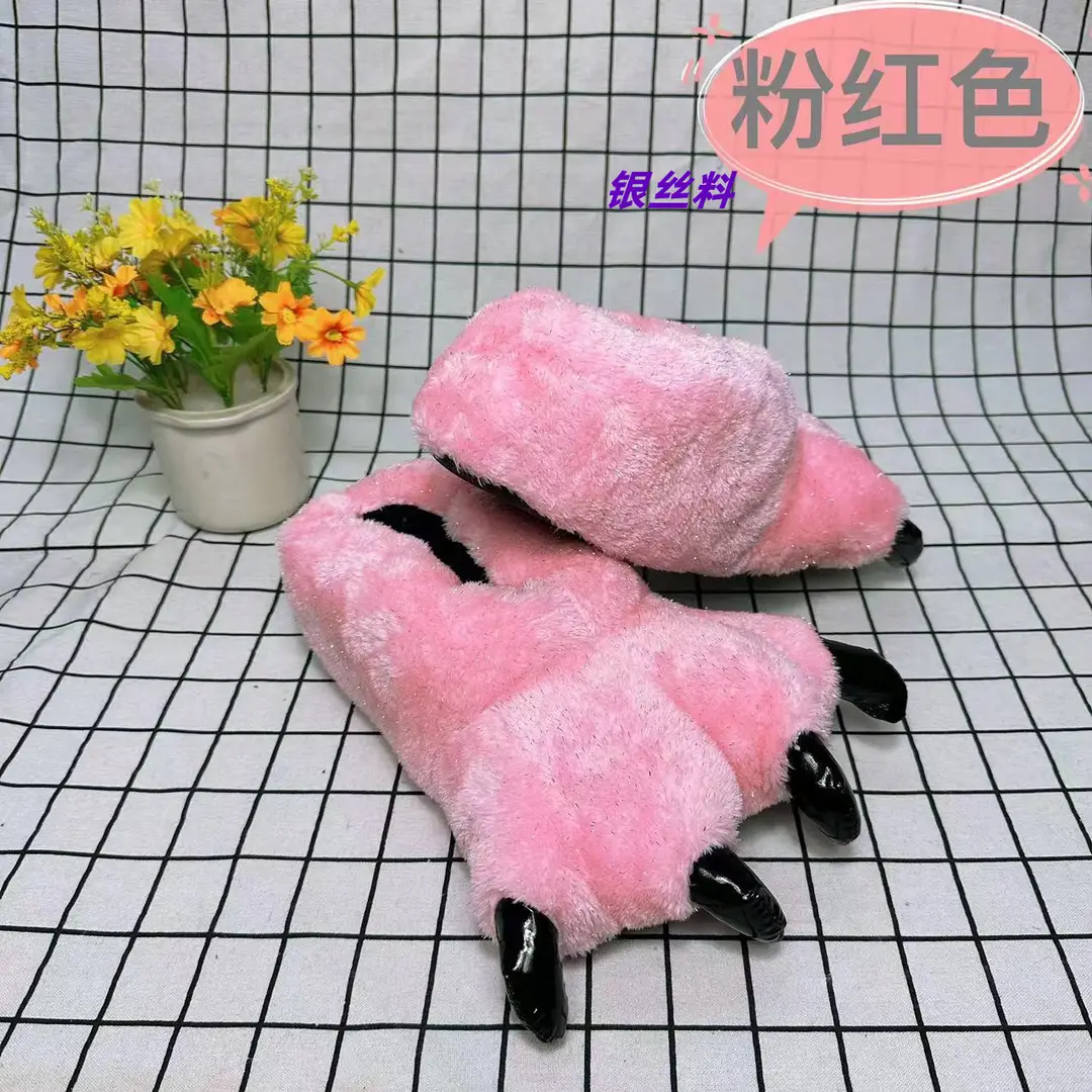 Wholesale Creative Dinosaur Paw Cotton Slippers Cartoon Couple Bag Heel Warm Shoes Men's and Women's Home Monster Plush Slippers