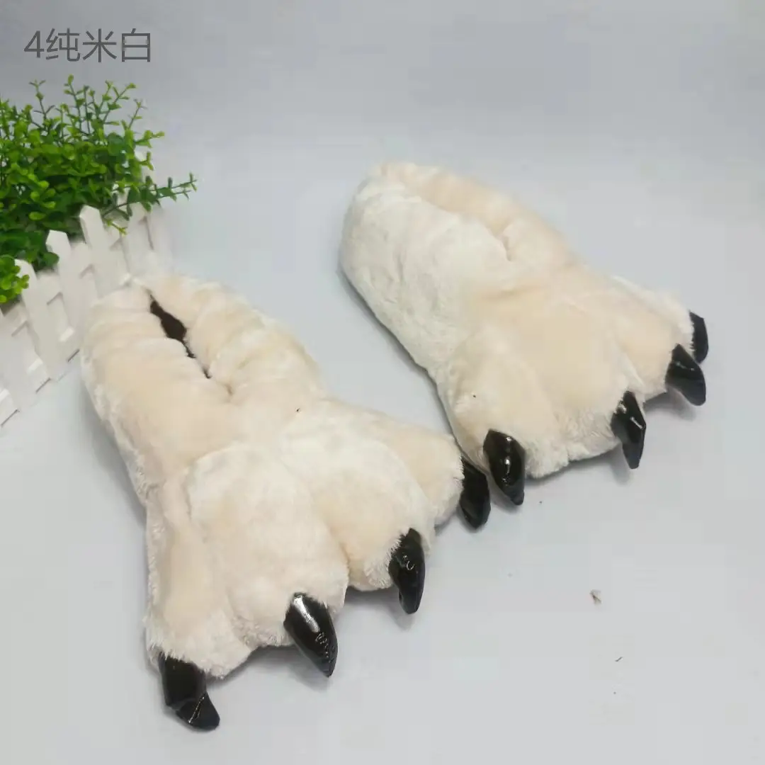 Wholesale Creative Dinosaur Paw Cotton Slippers Cartoon Couple Bag Heel Warm Shoes Men's and Women's Home Monster Plush Slippers