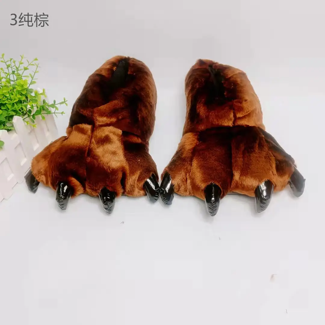 Wholesale Creative Dinosaur Paw Cotton Slippers Cartoon Couple Bag Heel Warm Shoes Men's and Women's Home Monster Plush Slippers