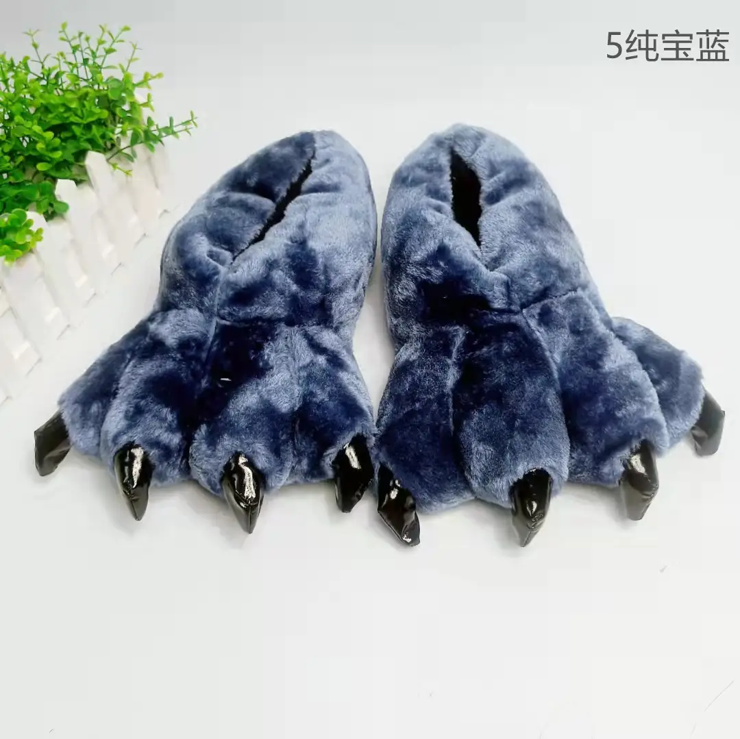Wholesale Creative Dinosaur Paw Cotton Slippers Cartoon Couple Bag Heel Warm Shoes Men's and Women's Home Monster Plush Slippers