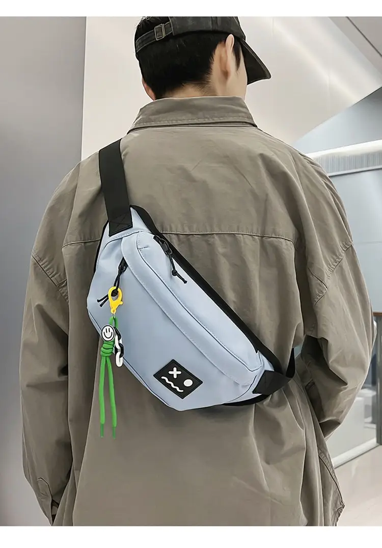 Men's Light Blue Crossbody Bag with Mobile Phone Holder — feature 11