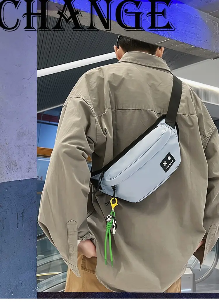 Men's Light Blue Crossbody Bag with Mobile Phone Holder — feature 2