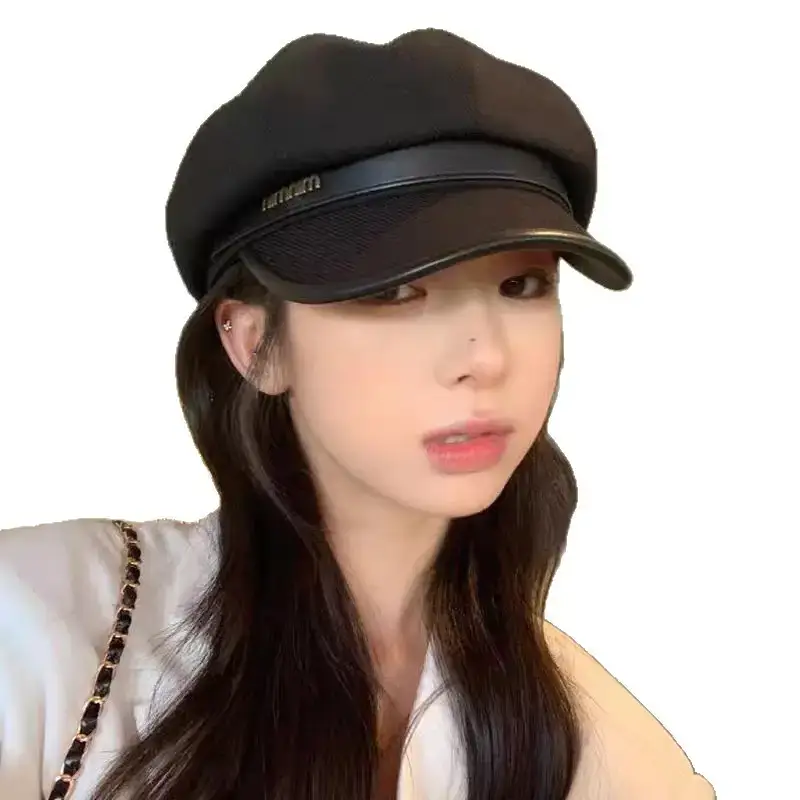Women Wool Beret Cap Face-Slimming Warm Winter Black - Image 37