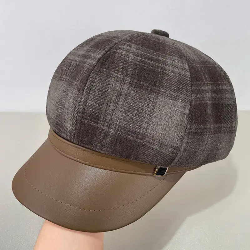 Women Wool Beret Cap Face-Slimming Warm Winter Black — feature 22
