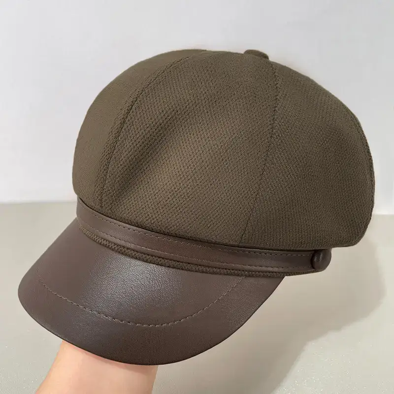 Women Wool Beret Cap Face-Slimming Warm Winter Black — feature 27