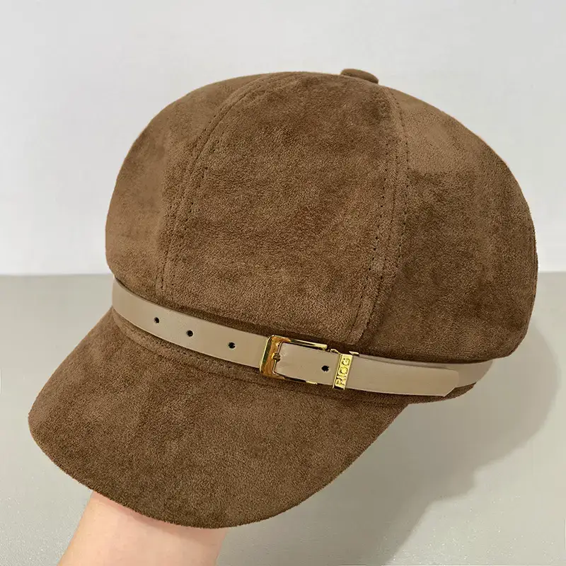 Women Wool Beret Cap Face-Slimming Warm Winter Black — feature 29