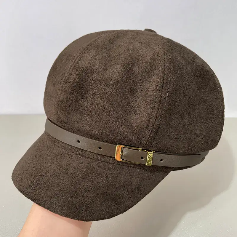 Women Wool Beret Cap Face-Slimming Warm Winter Black — feature 30