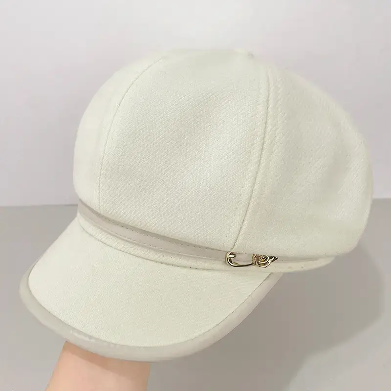 Women Wool Beret Cap Face-Slimming Warm Winter Black — feature 34