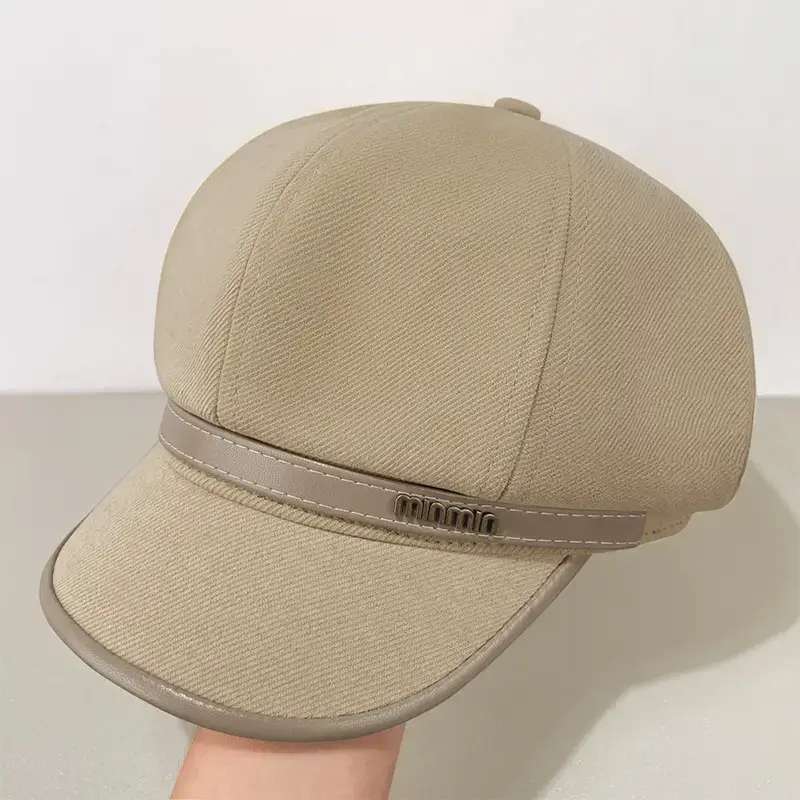Women Wool Beret Cap Face-Slimming Warm Winter Black - Image 11