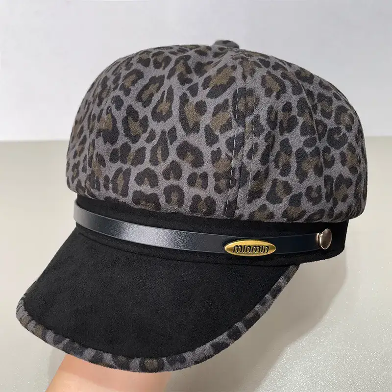 Women Wool Beret Cap Face-Slimming Warm Winter Black - Image 14