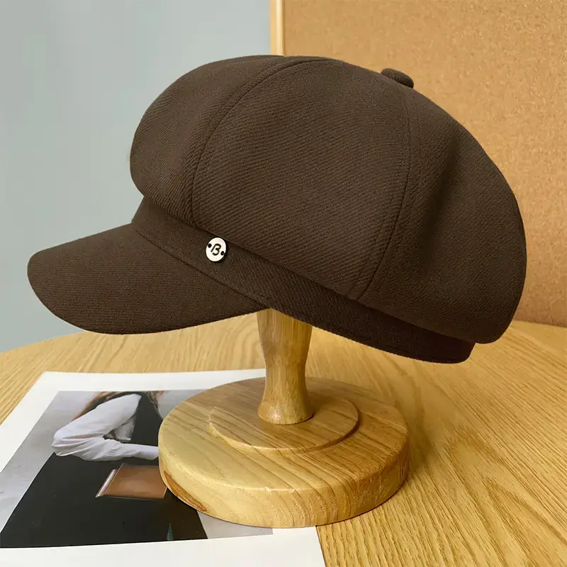 Women Wool Beret Cap Face-Slimming Warm Winter Black - Image 23