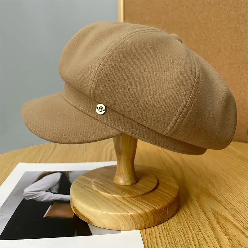 Women Wool Beret Cap Face-Slimming Warm Winter Black - Image 24