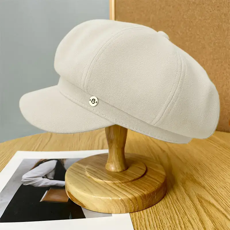 Women Wool Beret Cap Face-Slimming Warm Winter Black - Image 25