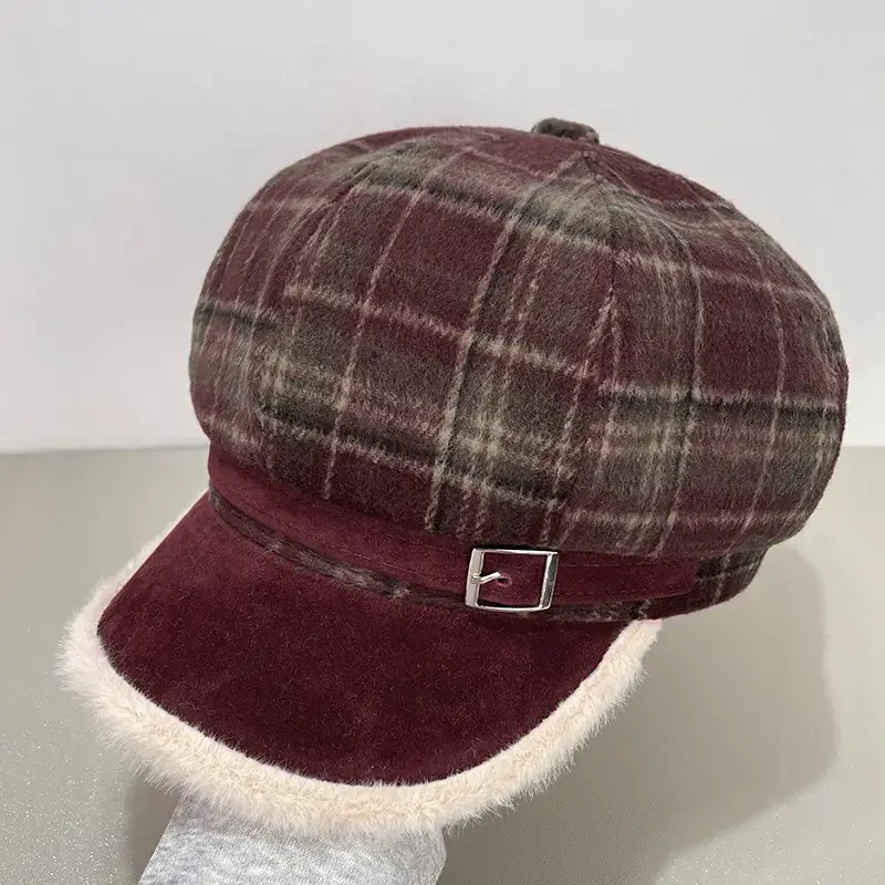 Women Wool Beret Cap Face-Slimming Warm Winter Black - Image 27