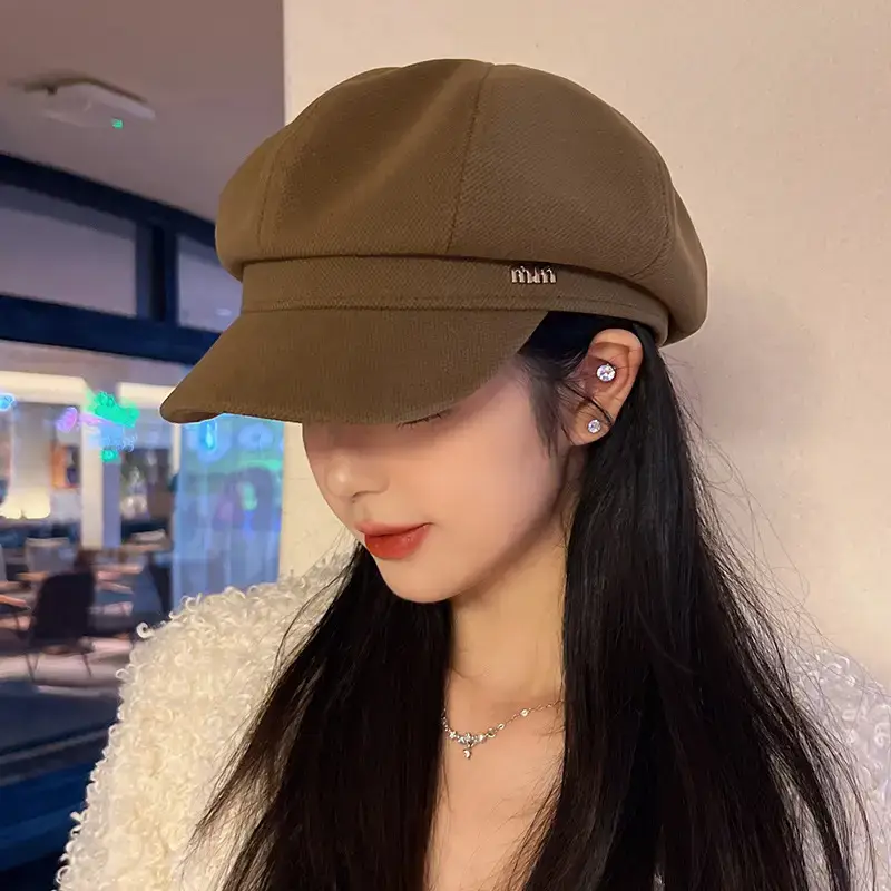 Women Wool Beret Cap Face-Slimming Warm Winter Black - Image 29
