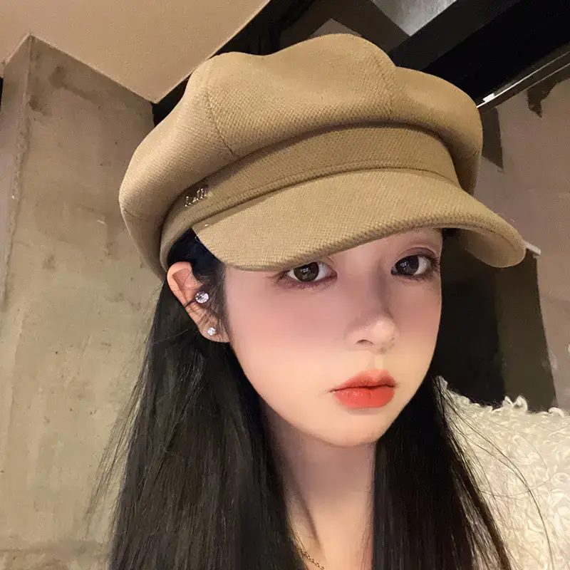 Women Wool Beret Cap Face-Slimming Warm Winter Black - Image 31