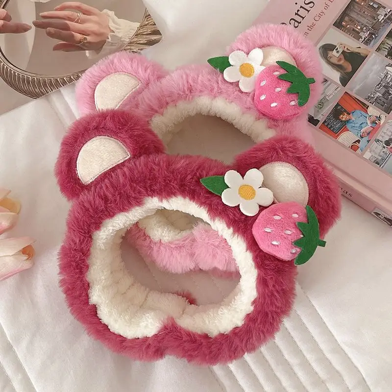 Pink Strawberry Bear Face Wash Headband for Women - Image 10