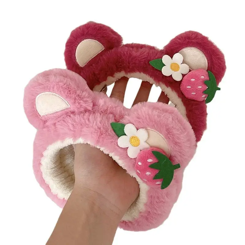 Pink Strawberry Bear Face Wash Headband for Women - Image 13