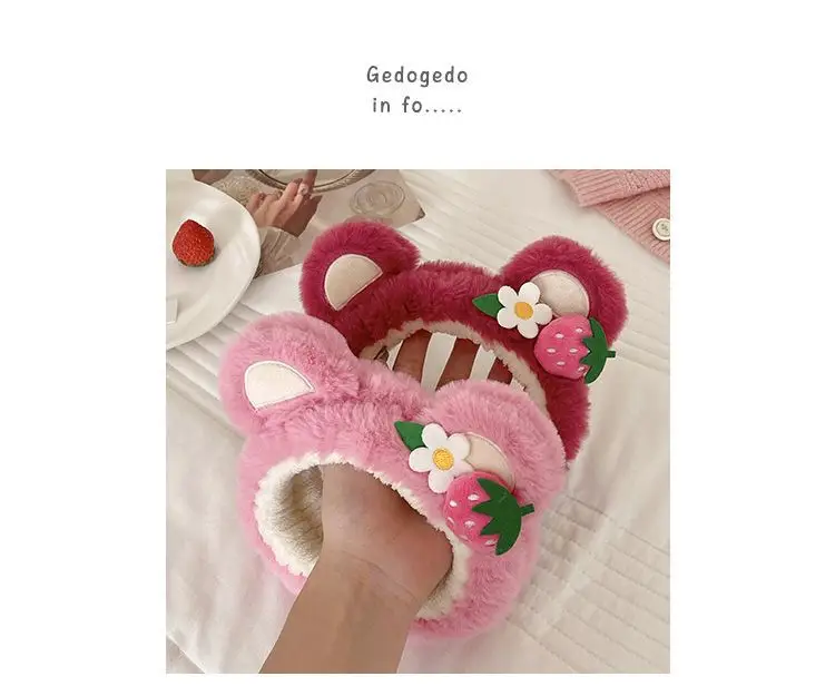 Pink Strawberry Bear Face Wash Headband for Women — feature 1
