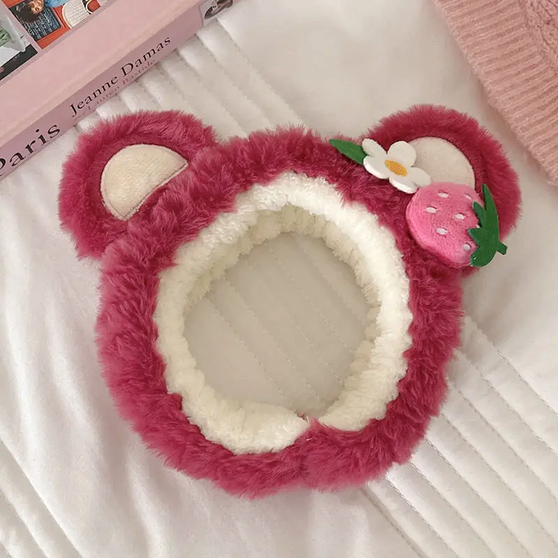 Pink Strawberry Bear Face Wash Headband for Women — feature 10