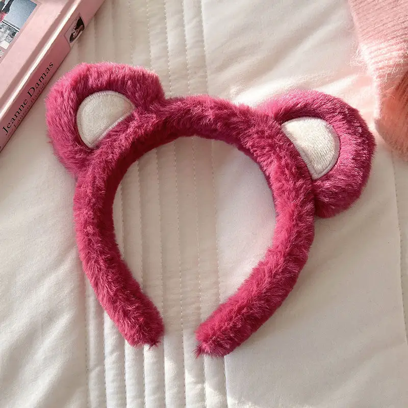 Pink Strawberry Bear Face Wash Headband for Women - Image 7
