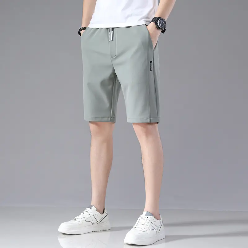 Men Ice Silk Beach Shorts Grey 2020 Summer Loose Elastic - Image 7