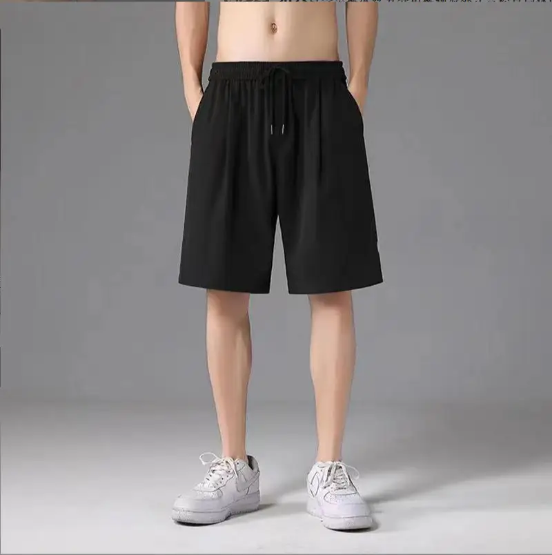 Men Ice Silk Beach Shorts Grey 2020 Summer Loose Elastic - Image 4
