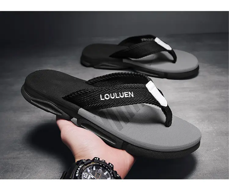 2024 Men's Black Platform Flip Flops with White Logo — feature 17
