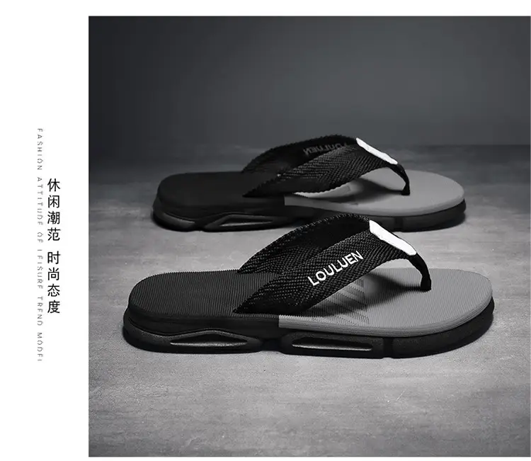 2024 Men's Black Platform Flip Flops with White Logo — feature 18