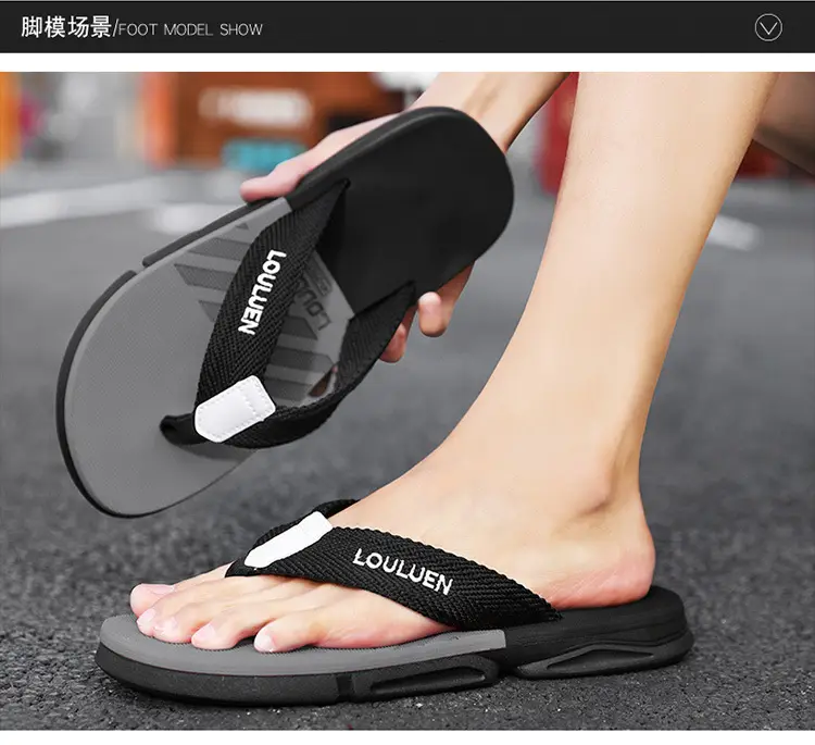 2024 Men's Black Platform Flip Flops with White Logo — feature 9