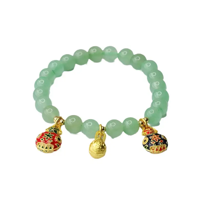 Green Jade Bracelet with Gold Cuff and Embellished Cuff - Image 6